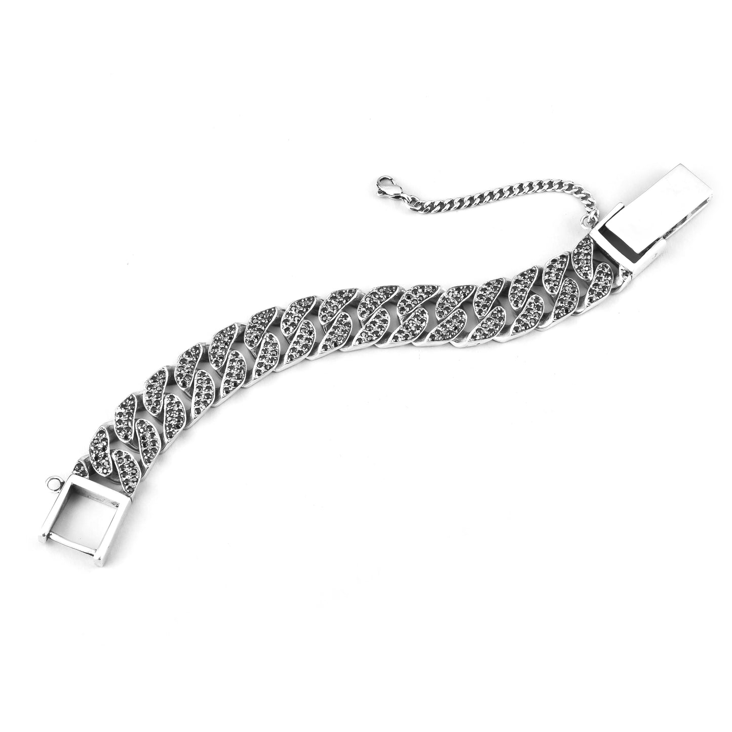 White Gold Black Diamonds Link Bracelet